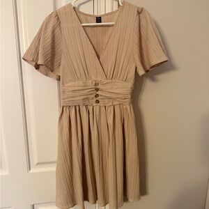 SHEIN Tan Mini Dress with Button Accents